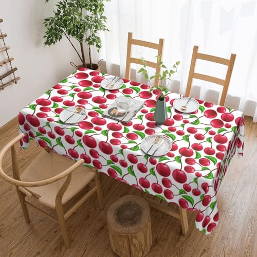 Cykazhst Rechteckige Tischdecke mit rotem Kirschen-Druck, Polyester, abwischbar, wasserdicht, Tischdecke für Küche, Esszimmer, Party, Picknick, Outdoor Cykazhst Rechteckige Tischdecke mit rotem Kirschen-Druck, Polyester, abwischbar, wasserdicht, Tischdecke für Küche, Esszimmer, Party, Picknick, Outdoor von Cykazhst