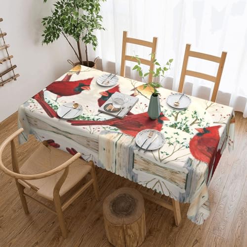 Cykazhst Rechteckige Tischdecke mit roten Vögeln, Polyester, abwischbar, wasserdicht, Tischdecke für Küche, Esszimmer, Party, Picknick, Outdoor Cykazhst Rechteckige Tischdecke mit roten Vögeln, Polyester, abwischbar, wasserdicht, Tischdecke für Küche, Esszimmer, Party, Picknick, Outdoor von Cykazhst