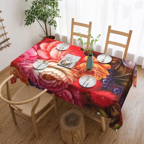 Cykazhst Rechteckige Tischdecke mit schönem Blumendruck, Polyester, abwischbar, wasserdicht, Tischdecke für Küche, Esszimmer, Party, Picknick, Outdoor Cykazhst Rechteckige Tischdecke mit schönem Blumendruck, Polyester, abwischbar, wasserdicht, Tischdecke für Küche, Esszimmer, Party, Picknick, Outdoor von Cykazhst