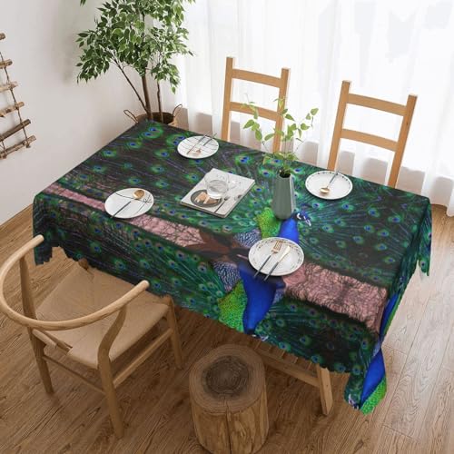 Cykazhst Rechteckige Tischdecke mit schönem Pfauenmuster, Polyester, abwischbar, wasserdicht, Tischdecke für Küche, Esszimmer, Party, Picknick, Outdoor Cykazhst Rechteckige Tischdecke mit schönem Pfauenmuster, Polyester, abwischbar, wasserdicht, Tischdecke für Küche, Esszimmer, Party, Picknick, Outdoor von Cykazhst
