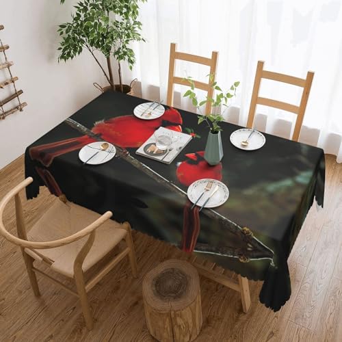 Cykazhst Rechteckige Tischdecke mit schönem rotem Vogel-Druck, Polyester, abwischbar, wasserdicht, Tischdecke für Küche, Esszimmer, Party, Picknick, Outdoor Cykazhst Rechteckige Tischdecke mit schönem rotem Vogel-Druck, Polyester, abwischbar, wasserdicht, Tischdecke für Küche, Esszimmer, Party, Picknick, Outdoor von Cykazhst