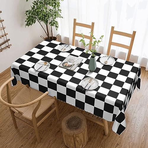 Cykazhst Rechteckige Tischdecke mit schwarz-weißem Karomuster, Polyester, abwischbar, wasserdicht, Tischdecke für Küche, Esszimmer, Party, Picknick, Outdoor Cykazhst Rechteckige Tischdecke mit schwarz-weißem Karomuster, Polyester, abwischbar, wasserdicht, Tischdecke für Küche, Esszimmer, Party, Picknick, Outdoor von Cykazhst