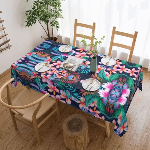 Cykazhst Rechteckige Tischdecke mit tropischem Blumendruck, Polyester, abwischbar, wasserdicht, Tischdecke für Küche, Esszimmer, Party, Picknick, Outdoor Cykazhst Rechteckige Tischdecke mit tropischem Blumendruck, Polyester, abwischbar, wasserdicht, Tischdecke für Küche, Esszimmer, Party, Picknick, Outdoor von Cykazhst