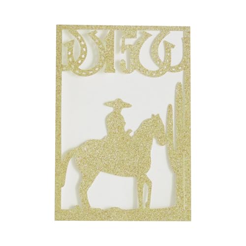50 Stück glitzernde Reiter Einladungskarte Junge Quinceanera Einladung 15 Jahre 0ld Geburtstag Feier Party Einladung Geschenkkarte Jacke mit Envlopes (nur Einladungskarte, Gold) von Cylallen