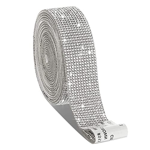 Cyleibe Yards Kristall-Strass-Aufkleber, DIY-Dekorationsaufkleber, selbstklebender glitzernder Strass-Kristall-Edelstein-Aufkleber für Geschenkdekoration, Silber von Cyleibe