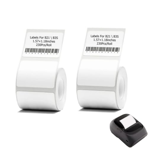 Label Maker Tape,4,0 cm x 3,0 cm (40 × 30 mm) Drucker-Aufkleberpapier für B21 und B3S Etikettenhersteller, 1 Rolle à 230 Stück (2), (Nicht kompatibel B1 T50M) von Cylocrya