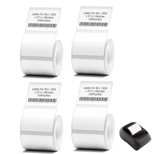 Label Maker Tape,4,0 cm x 3,0 cm (40 × 30 mm) Drucker-Aufkleberpapier für B21 und B3S Etikettenhersteller, 1 Rolle à 230 Stück (4) von Cylocrya