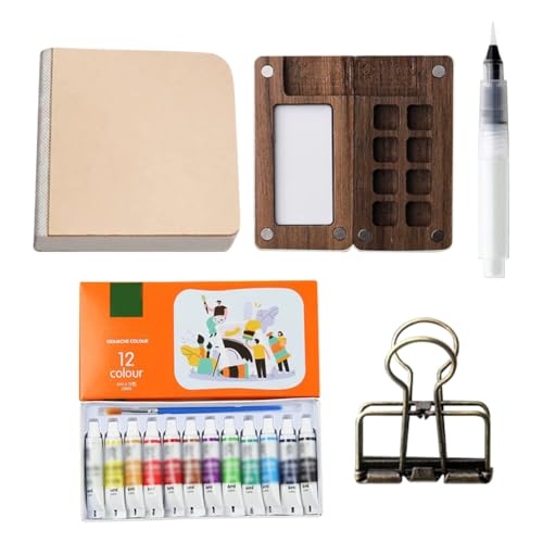 Cymwer Tragbare Palette, Taschen-Künstler-Aquarell-Reiseset, Reise-Farbpalette aus Holz, Aquarell-Skizzenbuch-Set mit Clip, Aquarellstift, Geschenk for Maler und Künstler Cymwer Tragbare Palette, Taschen-Künstler-Aquarell-Reiseset, Reise-Farbpalette aus Holz, Aquarell-Skizzenbuch-Set mit Clip, Aquarellstift, Geschenk for Maler und Künstler von Cymwer