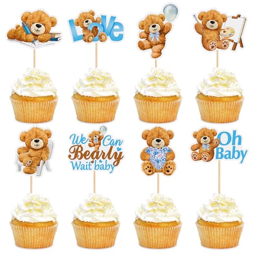 Cyodoos Cupcake-Aufsätze für Babypartys, Bär, Babyparty, Dekoration, Dschungeltier-Thema, Babyparty, Geburtstag, Party, Kuchen, Dekoration, Blau, 24 Stück Cyodoos Cupcake-Aufsätze für Babypartys, Bär, Babyparty, Dekoration, Dschungeltier-Thema, Babyparty, Geburtstag, Party, Kuchen, Dekoration, Blau, 24 Stück von Cyodoos