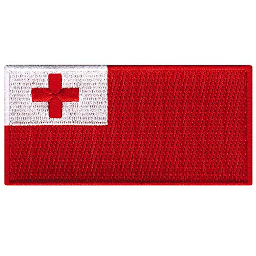 Cypress Collectibles – Tonga-Flaggen-Aufnäher – Premium bestickte Applikation – Ozeanien Land Bügelbilder – Maße: 8,9 x 4,4 cm von Cypress Collectibles Embroidered Patches