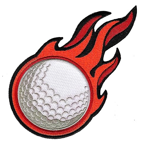 Flammender Golfball-Aufnäher, bestickt, zum Aufbügeln von Cypress Collectibles Embroidered Patches