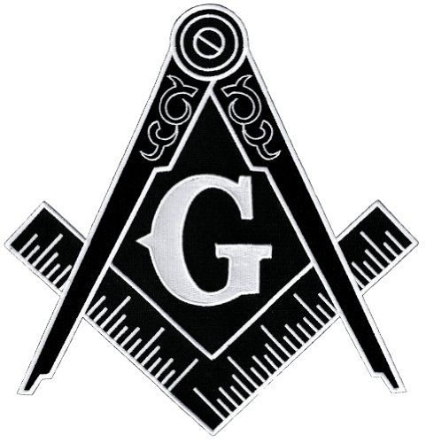 Freimaurer-Logo, großer schwarzer Aufnäher, bestickt, Freimaurer-Emblem, quadratischer Kompass von Cypress Collectibles Embroidered Patches