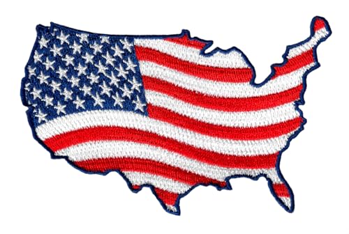 Gestickter Aufnäher in Form der Vereinigten Staaten, amerikanische Flagge, USA, Sterne, Streifen, zum Aufbügeln von Cypress Collectibles Embroidered Patches