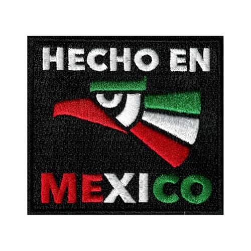 Hecho En Mexico bestickter Aufnäher Mexikanischer Stolz zum Aufbügeln Biker Emblem rot weiß grün von Cypress Collectibles Embroidered Patches