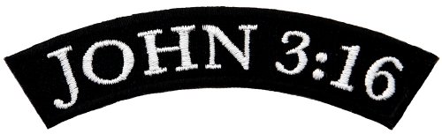 John 3:16 Patch Religious Embroidered Iron-On Christian Biker Rocker Emblem John 3:16 Patch Religious Embroidered Iron-On Christian Biker Rocker Emblem von Cypress Collectibles Embroidered Patches