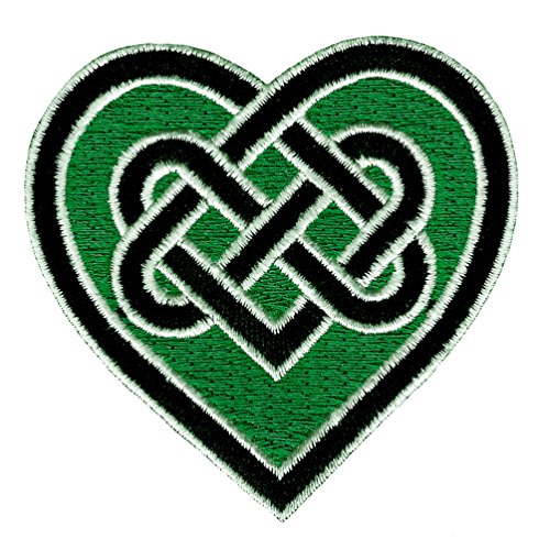 Keltisches Herz Bügelbild grün bestickt gälisch irisch Liebesknoten von Cypress Collectibles Embroidered Patches