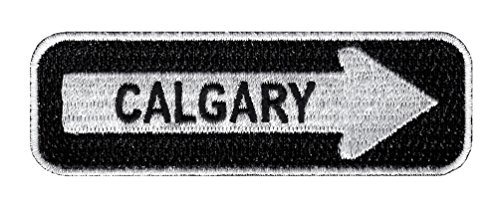 One Way Sign Calgary Kanada bestickter Aufnäher zum Aufbügeln auf Highway Road Biker von Cypress Collectibles Embroidered Patches
