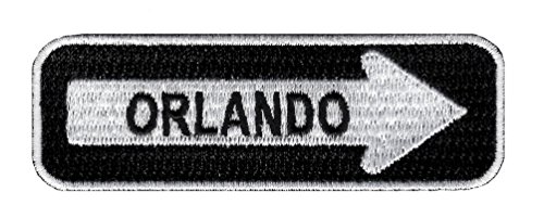 One Way Sign Orlando Florida bestickter Aufnäher zum Aufbügeln auf Highway Road Biker von Cypress Collectibles Embroidered Patches