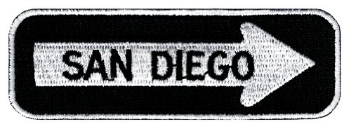 One Way Sign San Diego California bestickter Aufnäher zum Aufbügeln Highway Biker von Cypress Collectibles Embroidered Patches