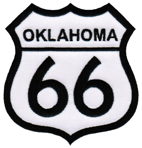 Route 66 Oklahoma bestickter Aufnäher zum Aufbügeln auf Autobahn Straßenschild Biker Emblem von Cypress Collectibles Embroidered Patches