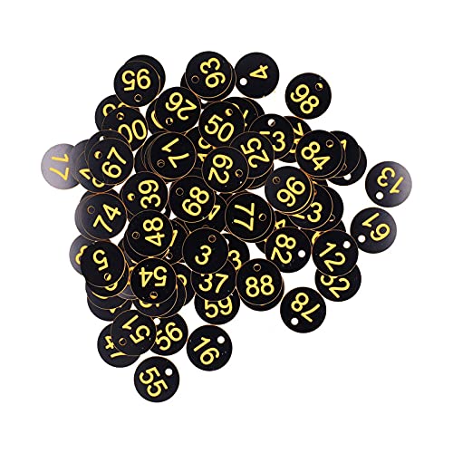100 PCs Zahlen -Tags, runde Bienenstockzeichenmarker nummerierte runde Loch -Hang -Tags Viehzuchtetiketten für Bienenzubehörzubehör (Schwarzgelb) von Cyrank