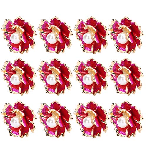 12 Stück Kunstperlen-Blumenknöpfe, Verzierungen, Knöpfe zum Basteln, Verzierungen, Blumenknöpfe zum Basteln, Perlenbrosche, Flatback-Knöpfe, Strass-Perlen-Verzierungen(#2) von Cyrank
