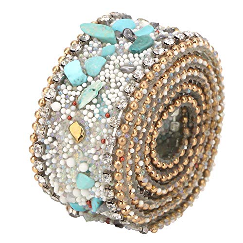 2,5 cm Kristall Strassband, Diamantband, Strassbandrolle mit Diamond Mesh Wrap Roll Strass Mesh Ribbon für Basteldekoration(Doppelkette aus grünem Stein) von Cyrank