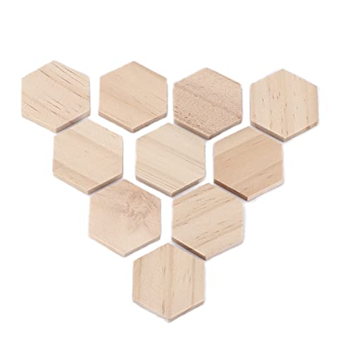25 Stück Sechseck-Holzstücke, Holz-Sechseck-Holzformen zum Basteln, unfertige Holzausschnitte, Scheiben zum Basteln von Dekorationen von Cyrank