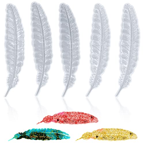 Cyrank Feder-Lesezeichen-Harzformen, 5Pcs Lesezeichen Epoxidharz Formen Feder Form, Resin Gießharz Silikonform, Personalisiert Lesezeichen Harz Form, Silikon-Lesezeichen-Formen Für DIY Lesezeichen von Cyrank
