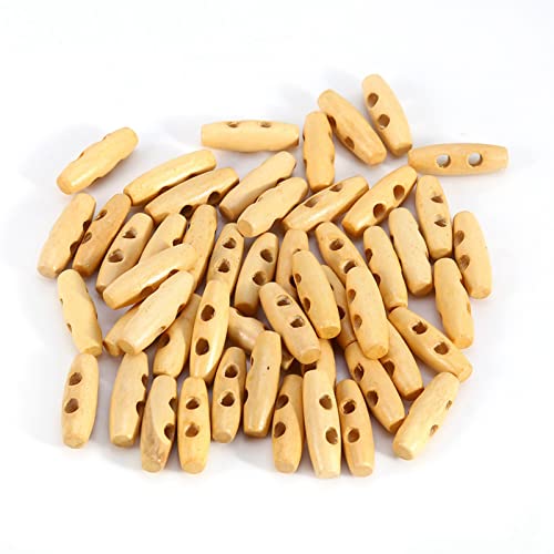 Cyrank Knebelknöpfe, 50Pcs Holzknöpfe, 2 Löcher Knebelknöpfe, Ovale Horn-Knebelknöpfe, Mantellknöpfe, Knöpfe für Strickjacke, Nähknöpfe, Pullover, Knöpfe für DIY-Kleidung, Nähzubehör von Cyrank