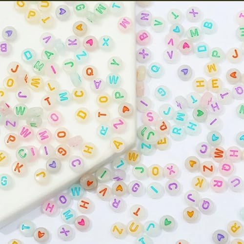 600 Stück Acryl-Alphabet-Buchstaben-Perlen, Leuchtende Buchstaben-Perlen, Die Im Dunkeln Leuchten, Für Die Herstellung von Armbändern, Halsketten Und Schmuck von Cyrank