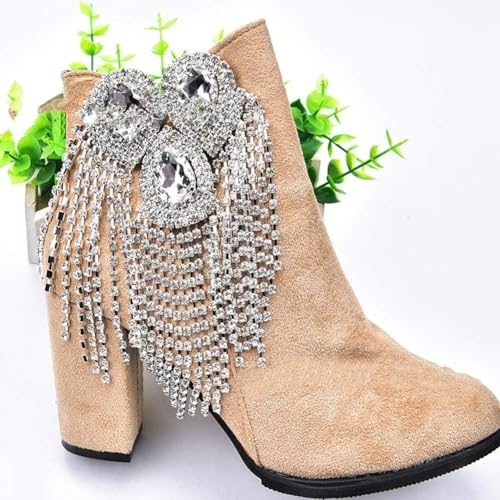 Cyrank Abzeichen Punk-Stil Niet Quaste Kette Schulterklappe, Quasten-Epauletten, Wassertropfen, Kristallfransen, Strass-Quasten, Strass-Patches für Frauen, Mode Schulter Bretter von Cyrank