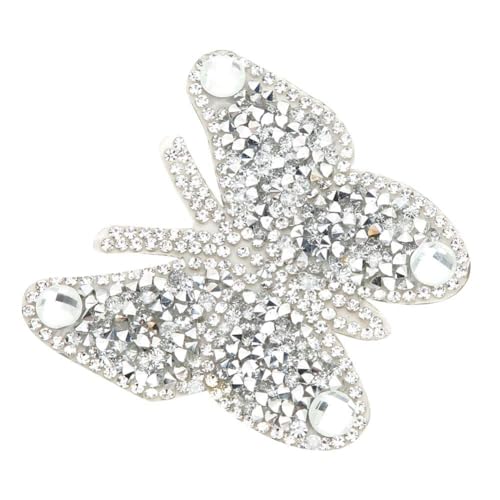 Aufnäher zum Aufbügeln, 5 Stück, Glitzer, Schmetterlinge, Strass, Aufnäher, Strassapplikationen, Aufnäher zum Basteln von Kleidung, Kleiderapplikationen(Weiß) von Cyrank