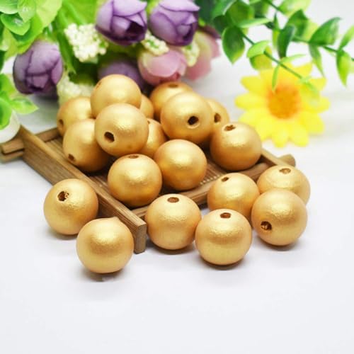 Cyrank 100pcs Holzperlen für Handwerk 20mm, Holzperlen Zum Auffädeln, Bastelperlen Gold, Gold Holzperlen mit 4mm großem Loch für DIY Schmuck Halskette Armbänder Herstellung Cyrank 100pcs Holzperlen für Handwerk 20mm, Holzperlen Zum Auffädeln, Bastelperlen Gold, Gold Holzperlen mit 4mm großem Loch für DIY Schmuck Halskette Armbänder Herstellung von Cyrank