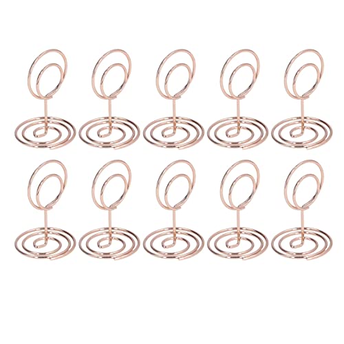 Cyrank 10Pcs Mini-Platzkartenhalter,Tischnummernhalter,Foto-Bildhalter Runder Sockel Tischkartenhalter Tischbilderständer(Rosa) von Cyrank