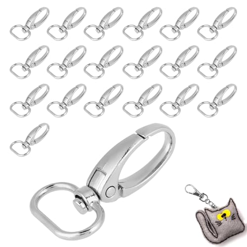 Cyrank 20 Stück Wirbelverschlüsse Lanyard Karabinerhaken, Wirbel Karabinerhaken mit Zinklegierungsmaterial, Karabiner Schlüsselanhänger für Schlüsselbänder, Schlüsselring, Karabinerhaken(20mm) von Cyrank