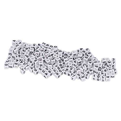 Cyrank 300 Stück Acryl Anzahl Perlen, 7x7mm gemischt schwarz weiß Zahlen Perlen lose Perlen für Schmuck Herstellung Armbänder Halsketten Schlüssel Ketten von Cyrank