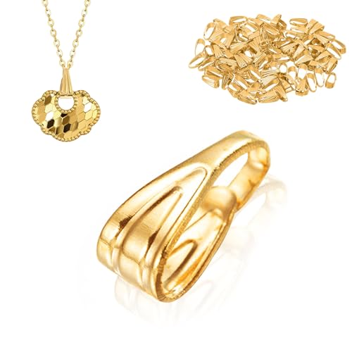 300 Stück Klemmschlaufen für die Schmuckherstellung, Legierung Klemmschlaufe, Anhängerverbinder, plattierte Schicht, Anhänger, Halskettenverschluss für Armbänder, Ohrringe(golden) von Cyrank