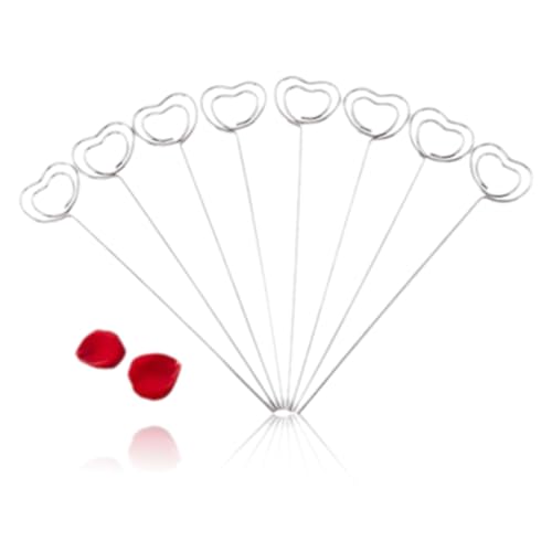 50 Stück Ringschleifen-Drahtklammern, Fotokartenhalter, Bildhalter, Memo-Halter für Tortenaufsätze, Zubehör, Dekoration(Heart) von Cyrank