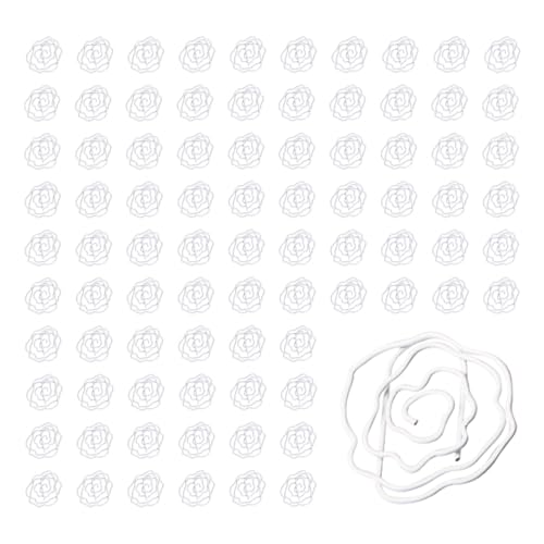 Cyrank Blumen-Büroklammern, 100 Stück, weiße Rosenform, Büroklammern, Lesezeichen, niedliche Büroklammern, kleine Büroklammern für Büro, Schule, Papierordner, Organisation Cyrank Blumen-Büroklammern, 100 Stück, weiße Rosenform, Büroklammern, Lesezeichen, niedliche Büroklammern, kleine Büroklammern für Büro, Schule, Papierordner, Organisation von Cyrank