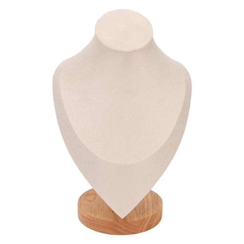 Cyrank Halskettenständer, Büste, Massivholz, Halskettenständer, Schmuckbüste, Kleiner Halskettenhalter Anhängern(Beige) von Cyrank