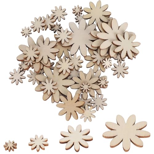 Cyrank Holzblumen, 250 Stücke Holz Blumen Scheiben Holzscheiben Naturholzscheiben Streudeko Tischdeko, Holzblume Und Blatt DIY Scheiben Für Ostern Geburtstag JGA Hochzeit Feier Party Deko von Cyrank