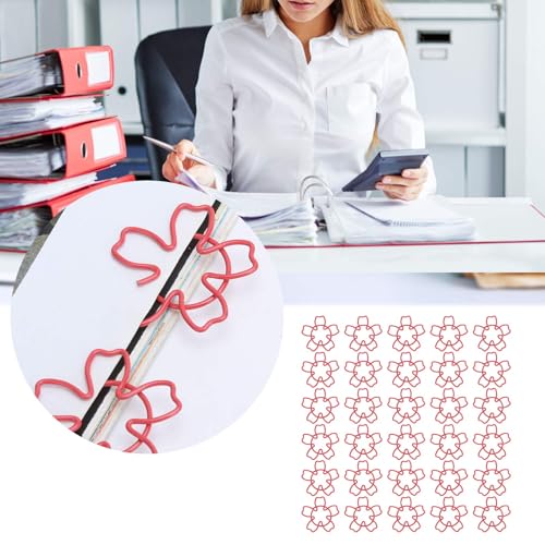 Cyrank Kirschblüten-Büroklammern, 30 Stück, rote Blumen-Büroklammern, Lesezeichen, niedliche Büroklammern, kleine Büroklammern für das Organisieren von Papierordnern im Büro, Schule Cyrank Kirschblüten-Büroklammern, 30 Stück, rote Blumen-Büroklammern, Lesezeichen, niedliche Büroklammern, kleine Büroklammern für das Organisieren von Papierordnern im Büro, Schule von Cyrank