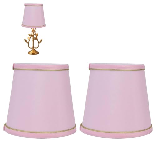 Cyrank Kleine rosa Lampenschirme, 2er-Set, Europäischer Lampenschirm aus Stoff, Kleiner Lampenschirm für Tischlampen, Ersatz-Tischleuchter Cyrank Kleine rosa Lampenschirme, 2er-Set, Europäischer Lampenschirm aus Stoff, Kleiner Lampenschirm für Tischlampen, Ersatz-Tischleuchter von Cyrank