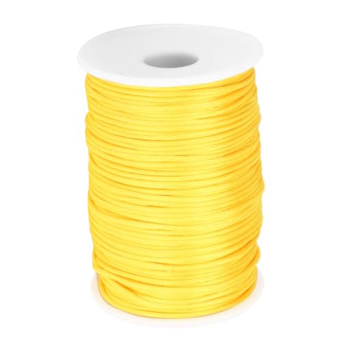 Cyrank Nylonschnur, 2,5 mm Nylon Schnurkabel Perlenstring, Makramee Faden Kabel, Bastelnschnur Faden zum Perlen Auffädeln DIY String Perlenschnur, Geflochtene Lift Shade Cord Zugschnur 100 Yards(Gelb) von Cyrank