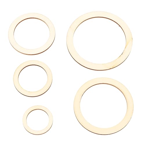 Cyrank Unvollendete Holzringe Zum Basteln, 205 Stück Holzringe Zum Basteln, 5 Größen, Holzkranzringe Zum Basteln, DIY-Anhänger, Dekoration von Cyrank
