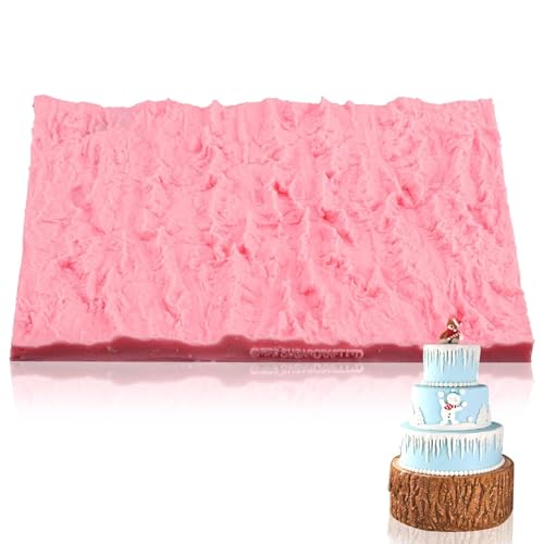 Cyrank Baumrinde Kuchen Silikonform, Fondant Eindruck Matte, Baumrinde Silikonform Prägematte Fondant, Rechteckige Kuchenform, Baumrinde Geformter Kuchen Dekorieren Fondantkuchenform Backwerkzeug von Cyrank