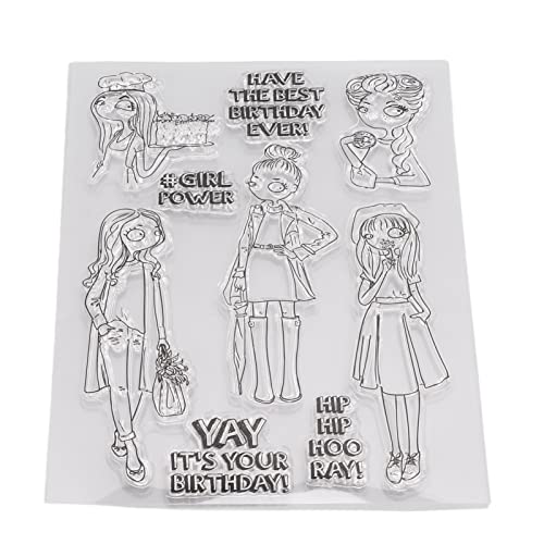 Klare Gummistempel 4 Stück, Cartoon Mädchen Klare Stempel für Kartenherstellung, Dekoration, Scrapbooking, Album, Basteln von Cyrank