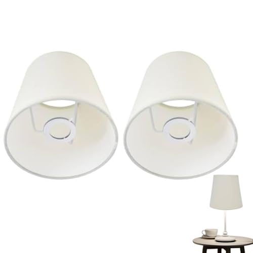 Kleiner Lampenschirm Set von 2, Kronleuchter Mini Lampenschirm Clip auf Lampenschirm Lichtschilde für Lampen Fass Stoff Lampenschirm Tischlampenschirm für Tischlampe und Boden (weiß) von Cyrank