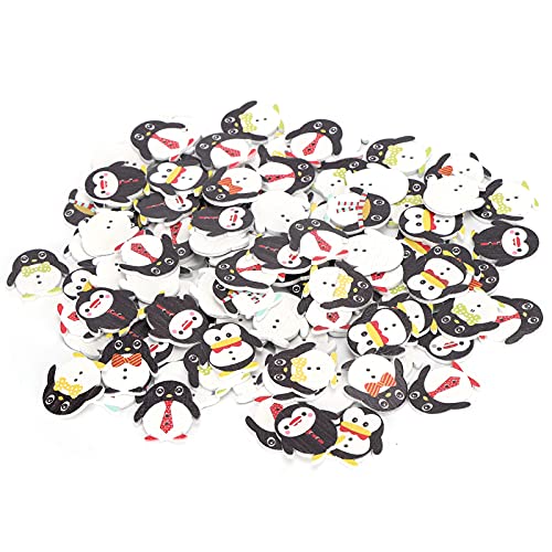 Knöpfe zum Basteln, 200 Stück, bunte Cartoon-Pinguin-Design, Bastelknöpfe, 2-Loch-Holzknöpfe für Kleidung, Ornament, DIY-Projektdekoration von Cyrank